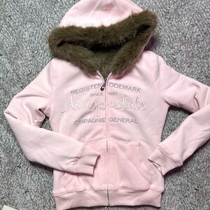 Baby Pink 2000s-Style Faux Fur Lined Jacket S